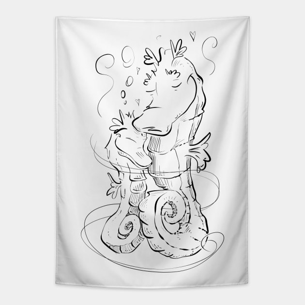 Seahorse Hugs Tapestry by Jason's Doodles