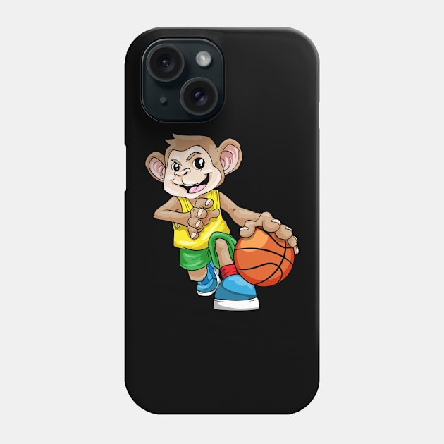 Funny monkey is playing basketball Phone Case by Markus Schnabel