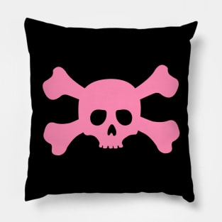 Pink Skull with Crossbones Pillow