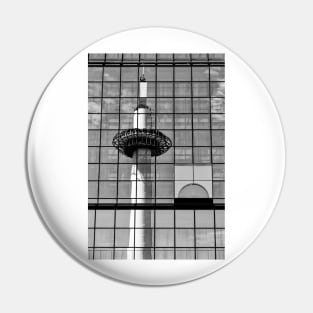 Reflection of the Kyoto Tower on the glass facade of the Kyoto station Pin