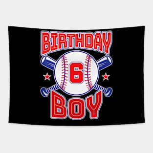 6Th Birthday Baseball Big Number Six 6 Year Old Boy Girl Tapestry