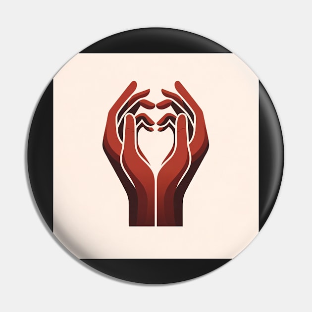 Caring Embrace: The Symbol of Supportive Hands Pin by heartyARTworks