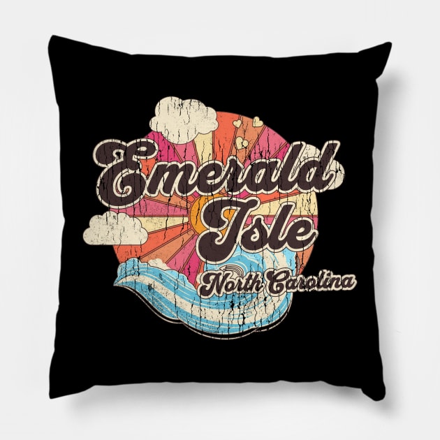 Emerald Isle, NC Summertime Vacationing Beachgoing Waves Pillow by Contentarama