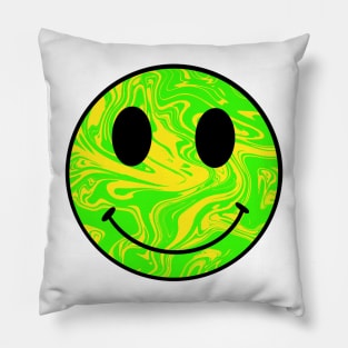 Neon swirled smiley face Pillow