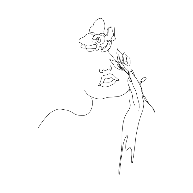 Disover One line drawing of a woman holding a flower - One Line Drawing - T-Shirt