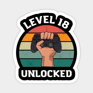 birthday gift t-shirt for an 18-year-old, Gamer, Level 18 Unlocked Magnet