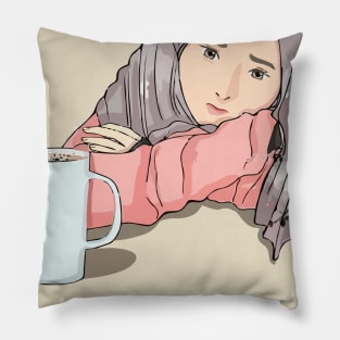 cartoon muslimah Pillow