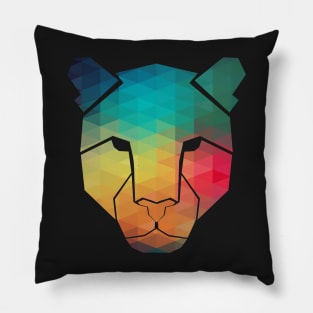 Rainbow leopard head silhouette Pillow