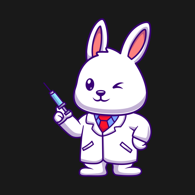 Cute Rabbit Doctor Holding Injection Cartoon by Catalyst Labs