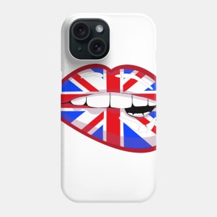 Uk flag lips biting Phone Case