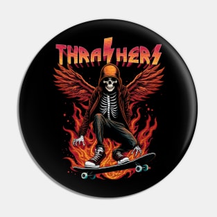 Thrashers Skeleton Skater Pin