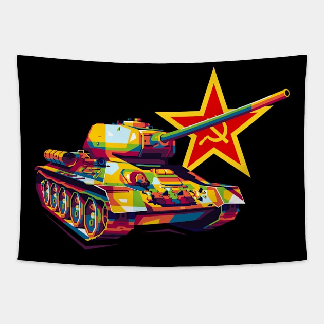 T-34-85 Victory Tank Tapestry by wpaprint