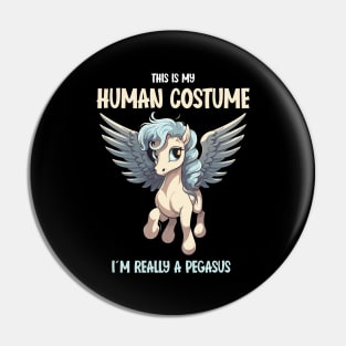 Cute Pegasus Halloween Tee | This is My Human Costume T-Shirt | Funny Animal Lovers Season Outfit | Fantasy Gift Idea Pin