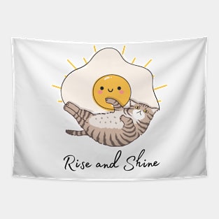 Cat Breakfast Rise and Shine Tapestry