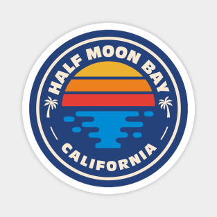 Retro Half Moon Bay California Vintage Beach Surf Emblem Magnet