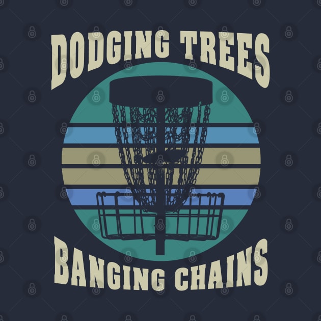 Disc Golf Dodging Trees Banging Chains by Delta V Art