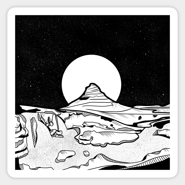 Black And White Mountain Landscape Mountains Sticker Teepublic
