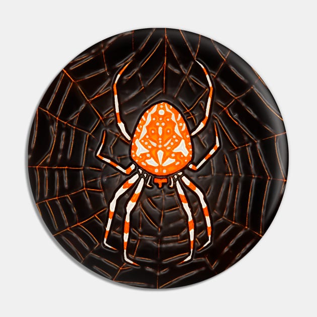 Pumpkin colored spider in black spider house on halloween Pin by Marccelus