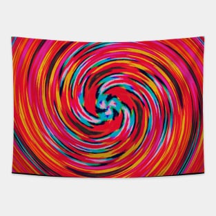 Swirl of Colorful Retro ZigZag Pattern Tapestry