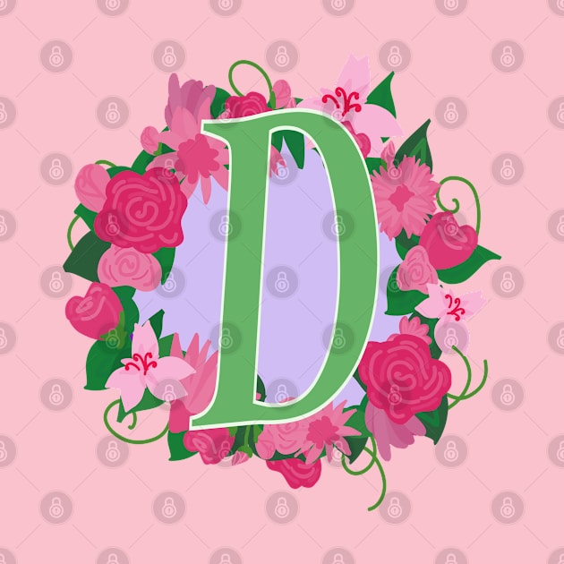 Monogram D, Personalized Floral Initial by Bunniyababa