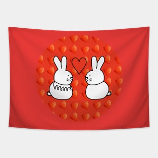 Two Easter Bunny Rabbits in Love on Valentines Day Tapestry