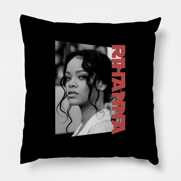 rihanna the pop icon - monochrome style Pillow by BUBBLEMOON