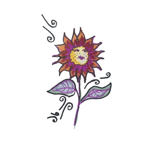 Colorful Sunflower Flower Doodle Drawing by frantuli