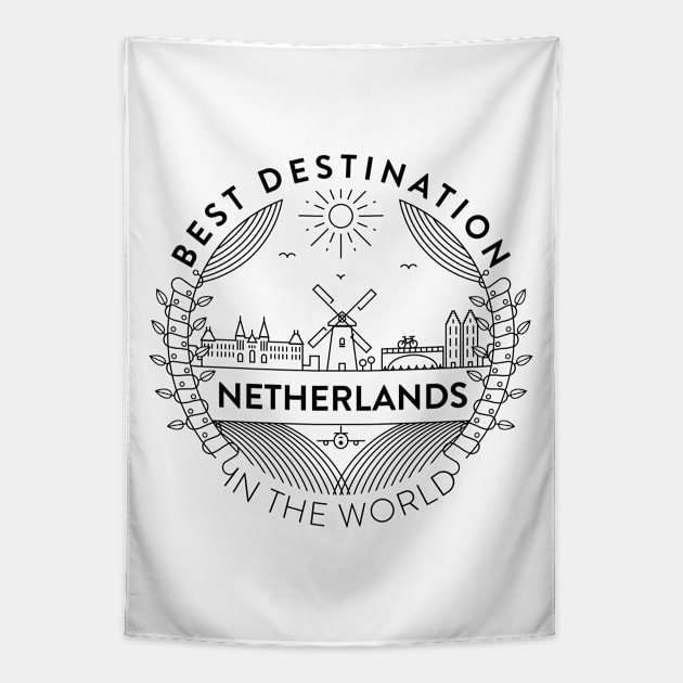 Netherlands Minimal Badge Design Tapestry by kursatunsal