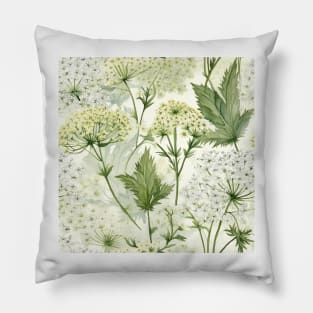 Watercolor Wildflower Queen Anne's Lace Pattern 1 Pillow