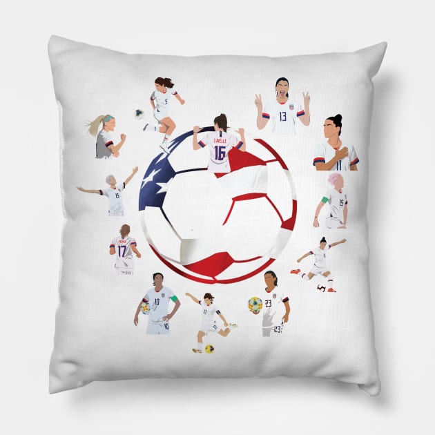 USWNT Heart USA Flag Soccer Ball Pillow by Hevding