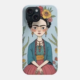 Frida's Floral Reverie: Artistic Illustration Phone Case