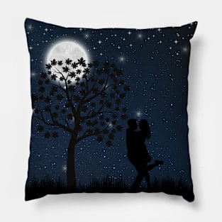 Romantic Couple Under The Moonlight Pillow