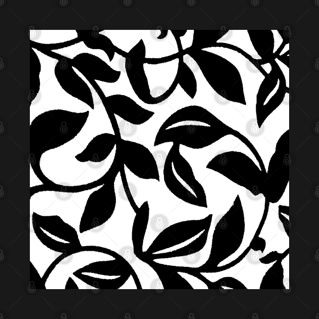 LEAVES AND VINES IN BLACK AND WHITE PATTERN by Overthetopsm