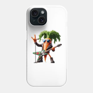 Rockstar Carrot with Guitar – Edgy Veggie Musician Sticker Phone Case