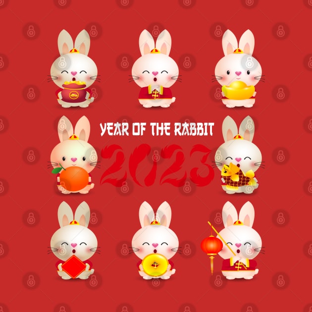 Bunny Rabbit Chinese New Year 2023 Chinese Zodiac Horosope by Gendon Design