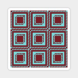 Turquoise and Maroon Massachusetts Patchwork Pattern Magnet