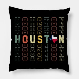 Vintage Houston Texas Flag USA Retro Distressed Sunset Pillow