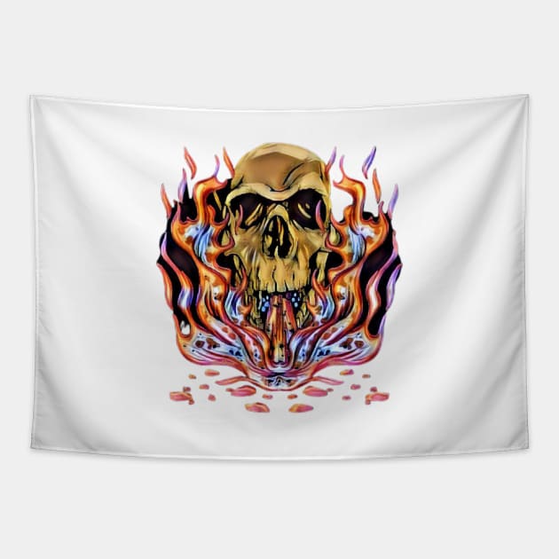 Skull Fire Tapestry by Lees Tees