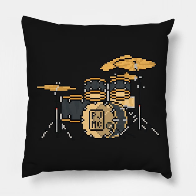 Pixel Black MC Drums Pillow by gkillerb