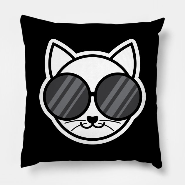 Cat Wearing Sunglasses | Black Pillow by Wintre2