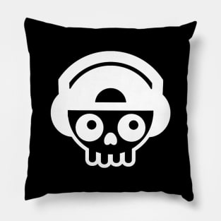 Skull With Headphones Minimalist Aesthetic Design Pillow