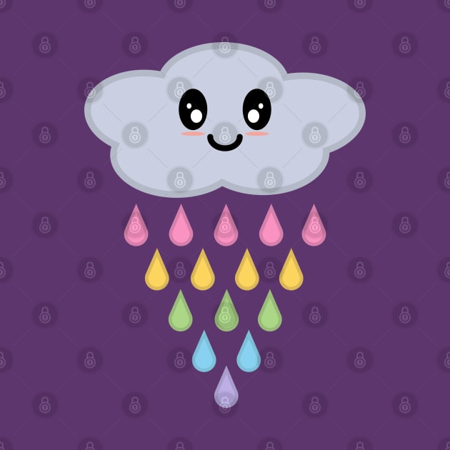 Kawaii Cute Raining Rainbow Rain Cloud in Purple by Kelly Gigi