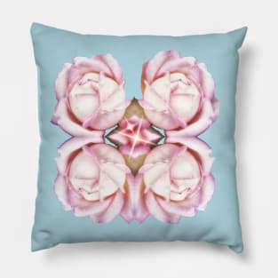 Four pink color delicate roses with centered glitter Pillow