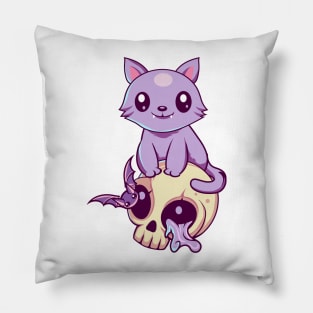 Skull Cat Kawaii Pillow