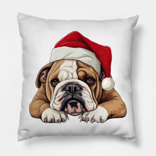 Christmas Peeking Bulldog Pillow