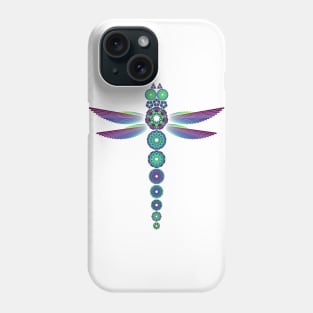 Mandala Dragonfly | Garnet Emerald Sapphire Magenta Green Blue (White) Phone Case