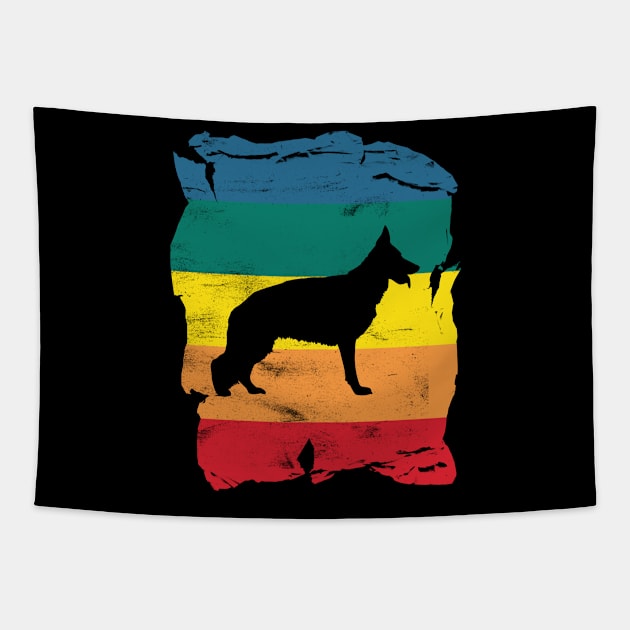 German Shepherd Dog Distressed Vintage Retro Silhouette Tapestry by DoggyStyles