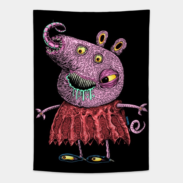 Pig Monster Tapestry by Robisrael