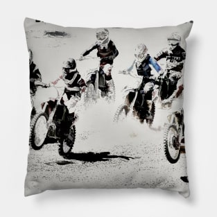 And the Race Begins - Motocross Racers Pillow