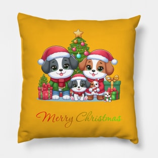 A puppy dog Christmas Pillow